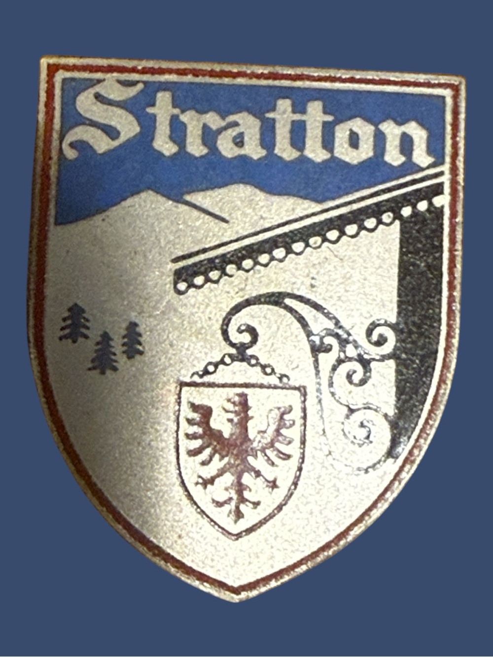 Vintage Stratton Ski School Enamel Pin circa 1970